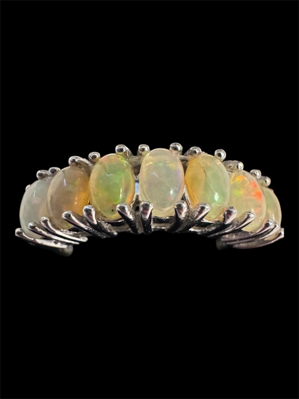 Opal ring with diamonds size 8 in 925 sterling silver